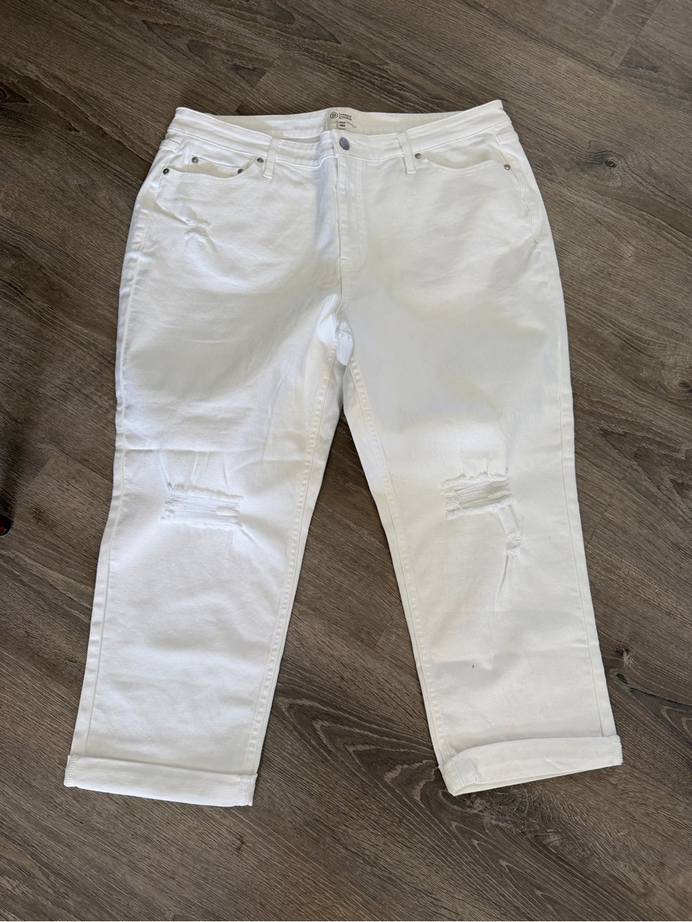 Candace Cameron Bure White Cropped Ripped Jeans Size 18P